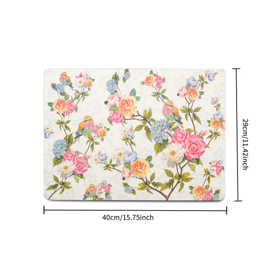 Factory Price 4pcs Large Size Azalea Pattern Table Placemats Cushion Bubble Mat Set Square Design Cork Material Dining Occasions