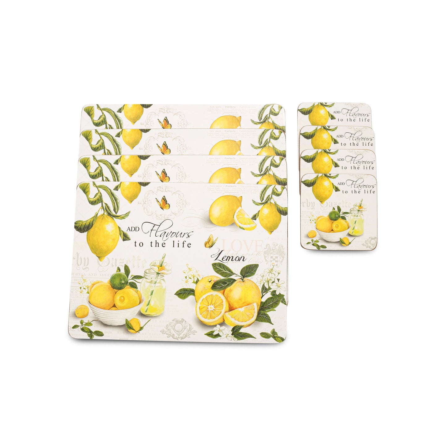 Free Shipping Printed Personalized Wooden  Lemon Pattern Coasters Mats Set Wooden Rustic Anti Skid Desk mat Coasters