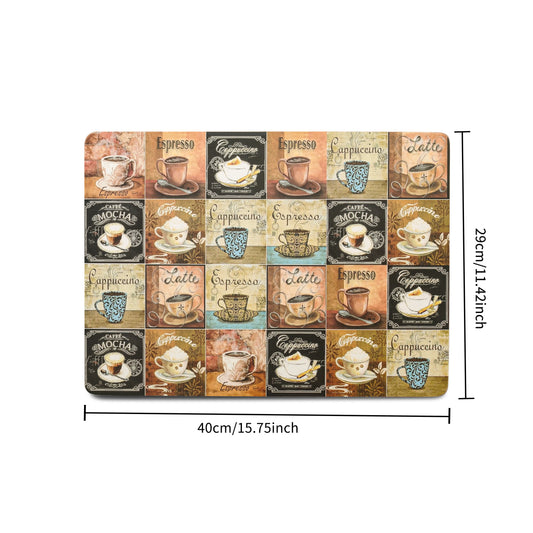 4pcs Retro Style Large Size Coffee Cup Illustration Placemats Factory Price Cushion Bubble Mat Dining Painting Heated Carton