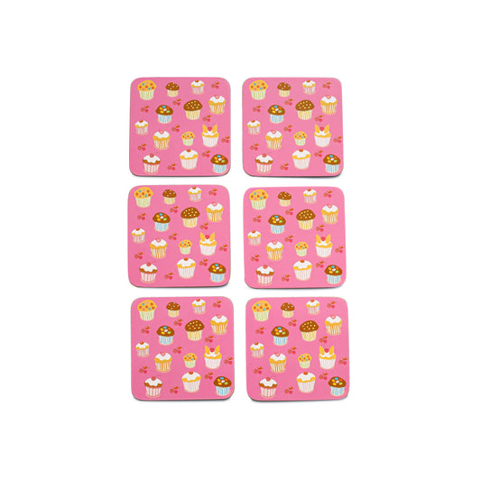 Free Shipping 6 pcs Pink cake cartoon pattern Coaster coasters for drinks customized printed Wood coasters for Coffee Table Desk