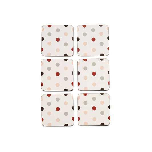 Free Shipping 6pcs Simple Style Polka Dot Pattern Wood Coasters Easy to Clean Customized Printed Coasters for Drinks Coffee Table or Desk