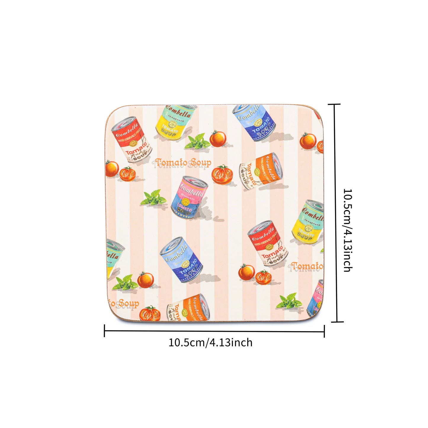 Free Shipping Custom Printed 6 Pcs Wood Coasters Square Tomato Pattern Mat Pads for Dining Coffee Table & Desk