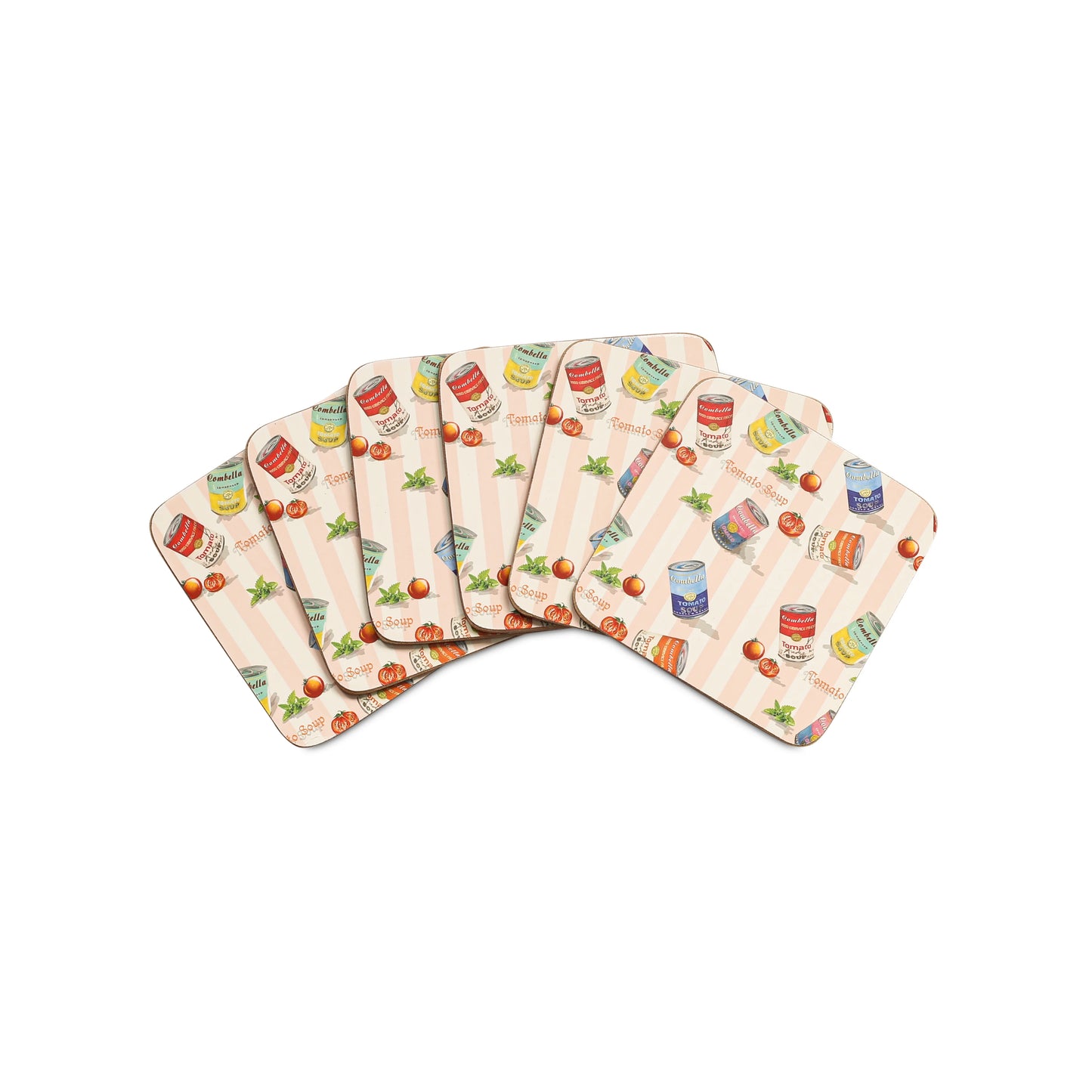 Free Shipping Custom Printed 6 Pcs Wood Coasters Square Tomato Pattern Mat Pads for Dining Coffee Table & Desk