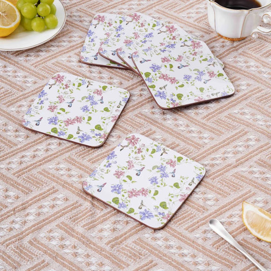 Free Shipping 6 Pcs Lavender Comic Print Pastoral Style Wood Coasters Eco-Friendly Square Coasters Dining Coffee Table Customized Printed