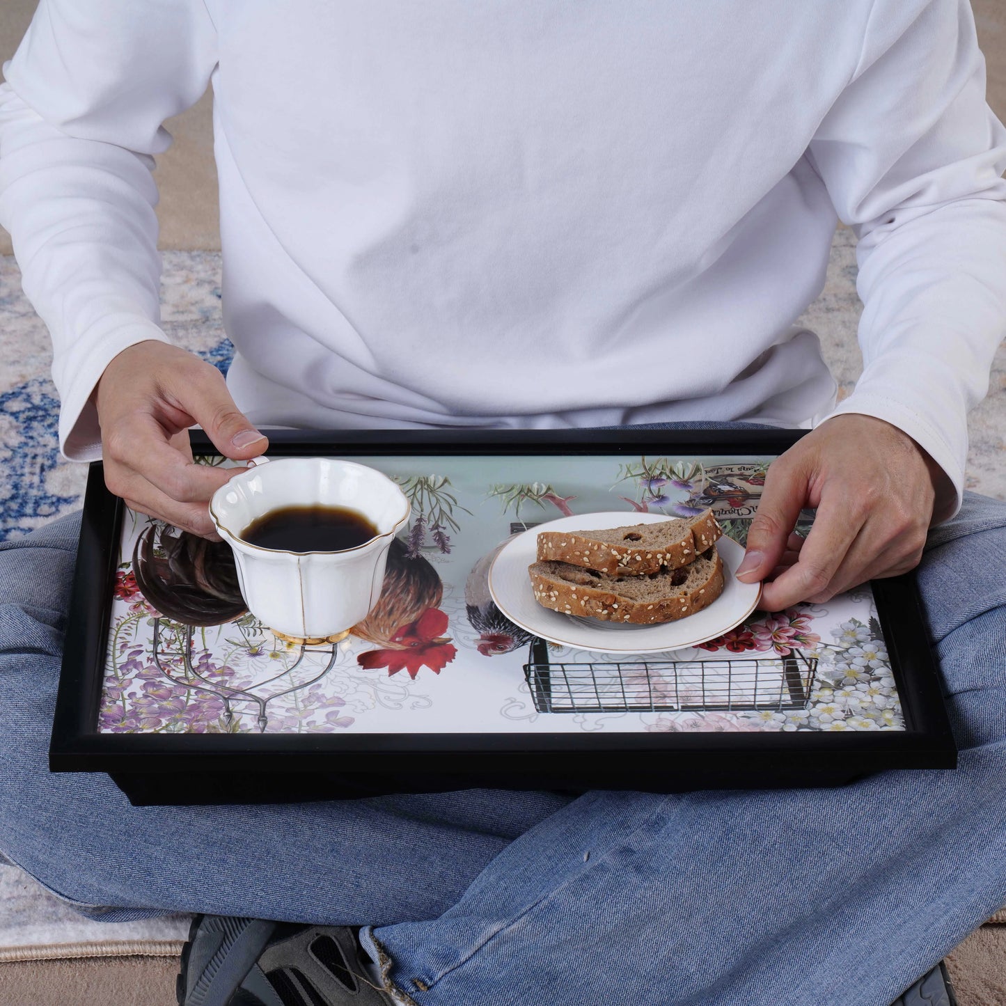 1 pcs Lap tray Placemats  Big rooster illustration pattern Romantic style table Placemats Factory Price cushion Bubble mat