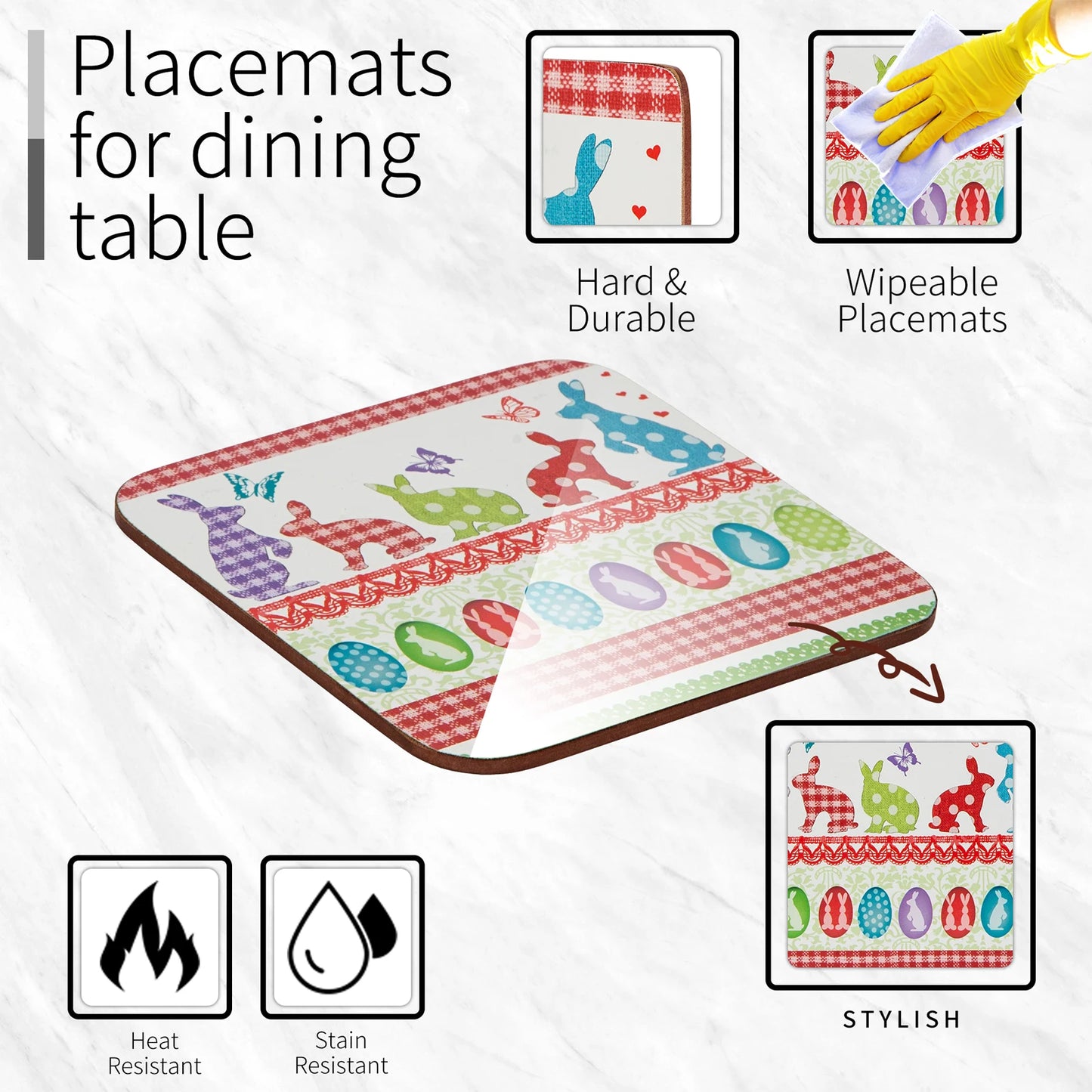Free Shipping Custom Printed 6 Pcs Wood Coasters Square Tomato Pattern Mat Pads for Dining Coffee Table & Desk