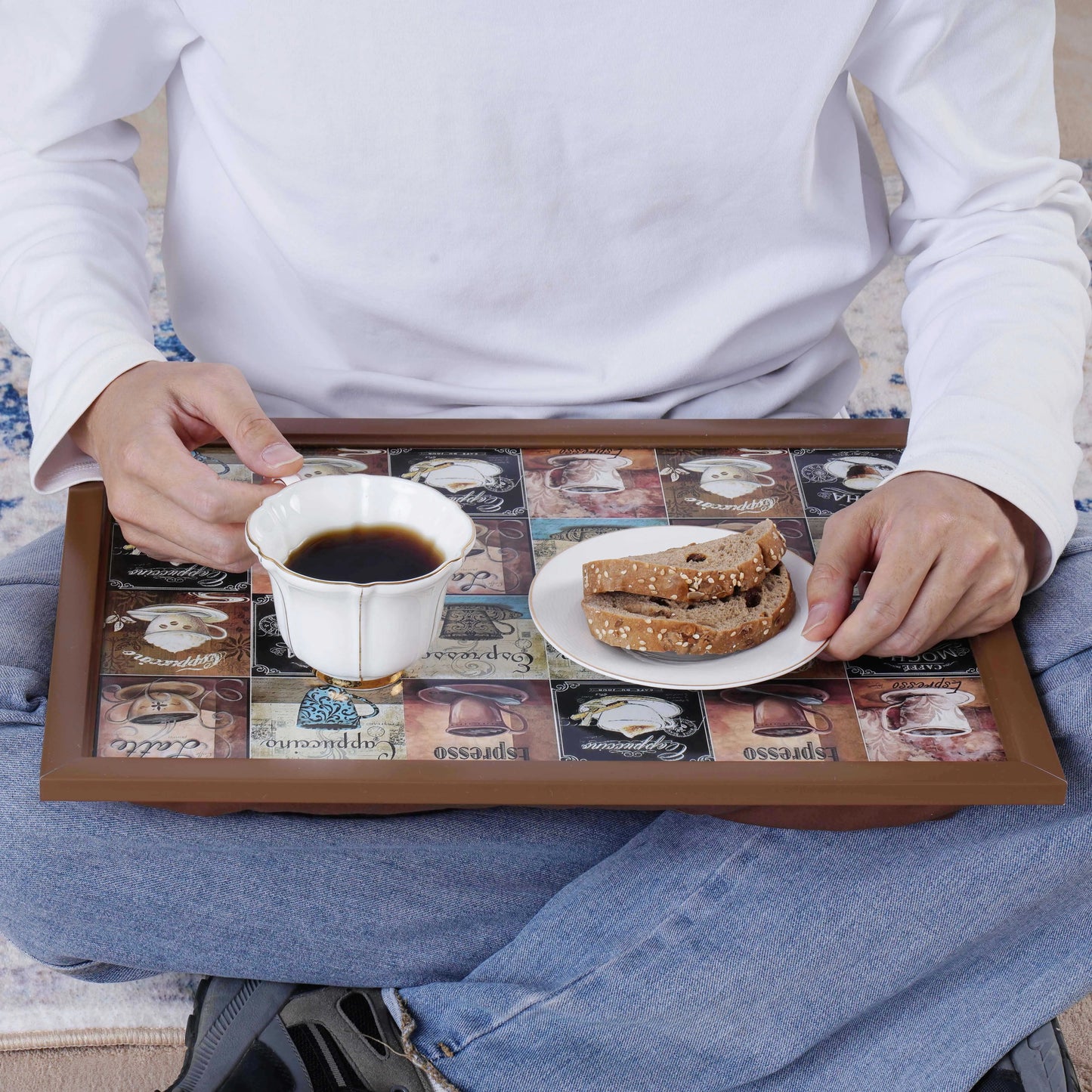 1 pcs Lap tray Placemats Coffee cup illustration design retro style table Placemats Factory Price cushion Bubble mat