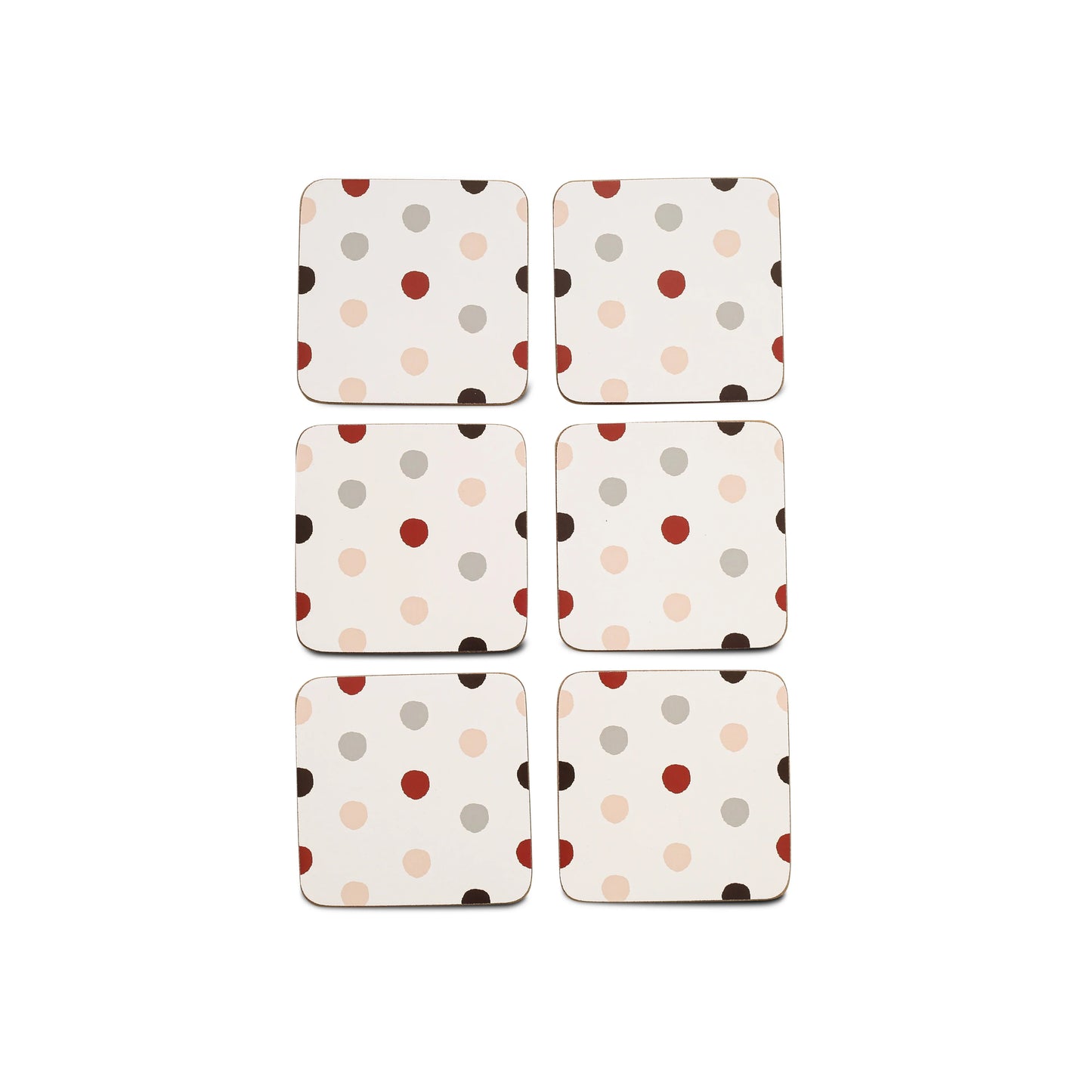 Free Shipping 6pcs Simple Style Polka Dot Pattern Wood Coasters Easy to Clean Customized Printed Coasters for Drinks Coffee Table or Desk