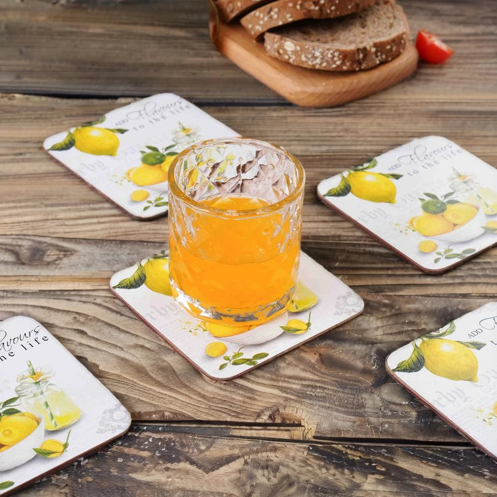 Free Shipping Printed Personalized Wooden  Lemon Pattern Coasters Mats Set Wooden Rustic Anti Skid Desk mat Coasters