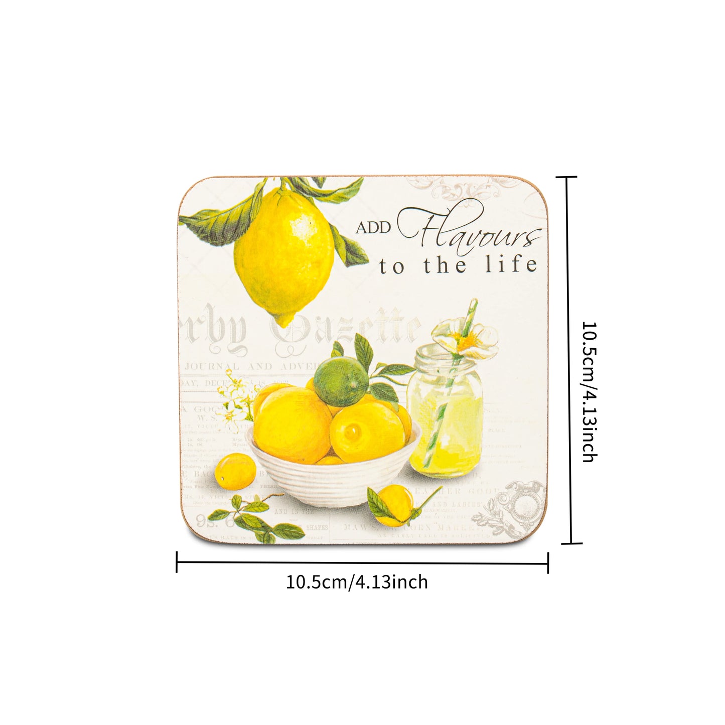 Free Shipping Printed Personalized Wooden  Lemon Pattern Coasters Mats Set Wooden Rustic Anti Skid Desk mat Coasters