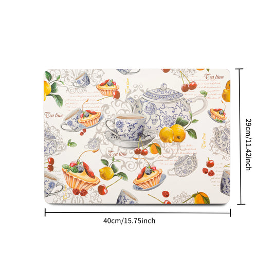 4pcs Large size Tea cup cake afternoon tea pattern illustration style 4 pcs table Placemats Factory Price cushion Bubble mat