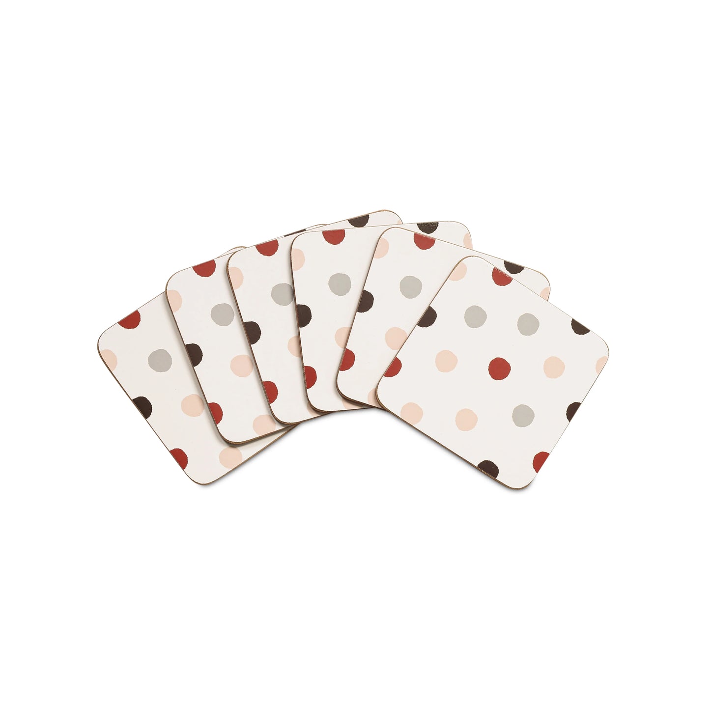 Free Shipping 6pcs Simple Style Polka Dot Pattern Wood Coasters Easy to Clean Customized Printed Coasters for Drinks Coffee Table or Desk