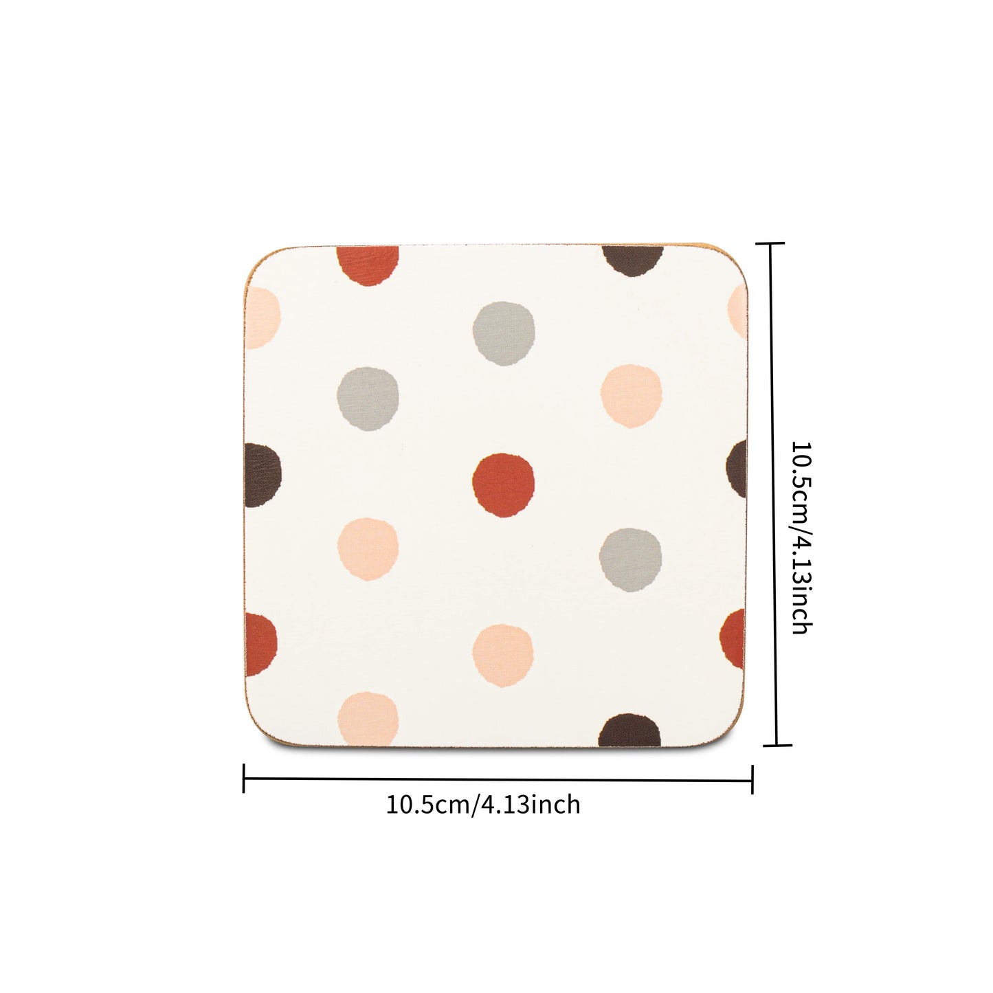 Free Shipping 6pcs Simple Style Polka Dot Pattern Wood Coasters Easy to Clean Customized Printed Coasters for Drinks Coffee Table or Desk