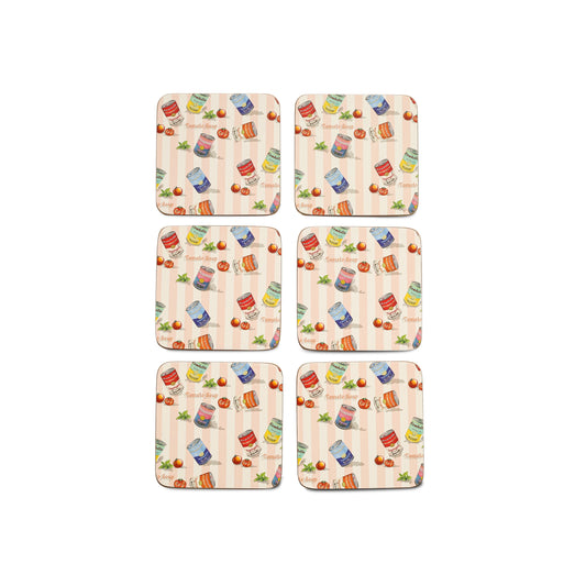 Free Shipping Custom Printed 6 Pcs Wood Coasters Square Tomato Pattern Mat Pads for Dining Coffee Table & Desk